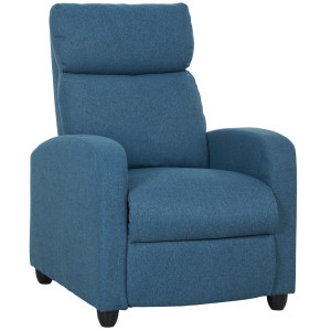 Altro Poltrona Relax Reclinabile Manualmente Con Poggiapiedi E Imbottita In Tessuto, Blu