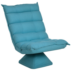 Altro Poltrona Girevole Per Salotto Effetto Velluto E Acciaio Con Schienale Regolabile, 62x70x95 Cm, Blu