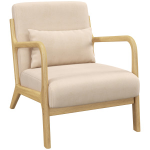 Altro Poltroncina In Velluto Con Struttura In Legno, Imbottitura Con Molle A S E Cuscino, 61x78x76 Cm, Beige