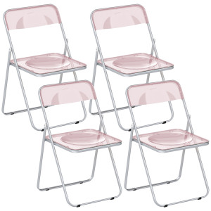 Altro Set Da 4 Sedie Pieghevoli In Acrilico Trasparenti, Rosa
