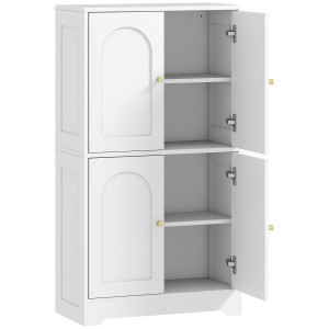 Altro Credenza Cucina In Legno Con 2 Armadietti, 4 Ante, 2 Ripiani Regolabili, Per Sala Da Pranzo, Soggiorno, Bianco