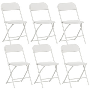 Altro Set 6 Sedie Pieghevoli Con Fori Di Drenaggio In Plastica E Metallo, 45x49x79.5 Cm, Bianco
