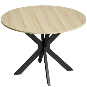Altro Tavolo Rotondo A Ribalta Pieghevole Per 2-6 Persone, In Legno E Acciaio, 110x110x76 Cm, Color Legno