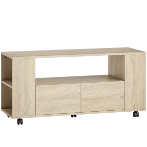 Altro Mobile Porta Tv Da 42" Con Ruote Girevoli E Freno, Ripiani Regolabili E Cassetti, 102x34.5x48.5 Cm, Legno