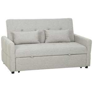 Altro Divano 2 Posti Convertibile In Divano Letto Clic Clac Con 2 Cuscini In Tessuto, Marrone Chiaro