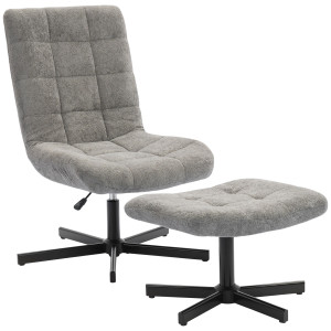 Altro Poltrona Reclinabile Su 4 Livelli Effetto Velluto Con Poggiapiedi Indipendente, 66x80x93-104 Cm, Grigio