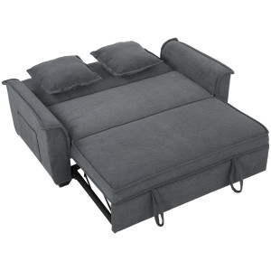 Altro 3 In 1 Divano Letto 2 Posti Con Schienale Regolabile In 3 Posizioni E 2 Cuscini, In Ciniglia, Grigio Scuro