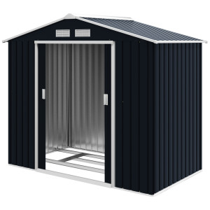 Altro Casetta Da Giardino Porta Utensili In Lamiera Con Porte Scorrevoli, 213x130x185cm, Grigio Scuro