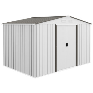 Altro Casetta Da Giardino In Lamiera D'acciaio Con Doppie Porte Scorrevoli, 277x195x192 Cm, Argento