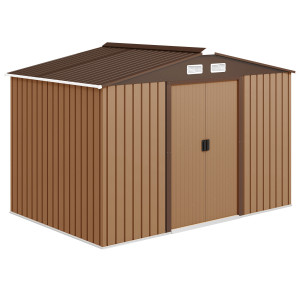 Altro Capanno Per Attrezzi 4.9m² Con Fondazione, 4 Prese D'aria E 2 Porte Scorrevoli In Acciaio, 277x195x192cm, Giallo