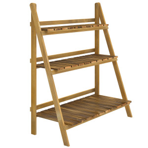 Altro Portapiante Pieghevole Portavasi In Legno Di Abete Con 3 Livelli Scaffale Da Esterno Per Piante Portafiori 80x37x93cm