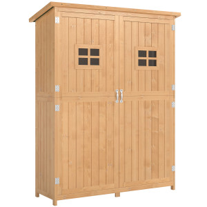 Altro Casetta Da Giardino Legno Con Porta Doppia, Mensole E Finestre, 127.5x50x164cm