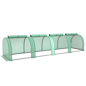 Altro Serra A Tunnel In Acciaio E Plastica Impermeabile Anti Uv Con 4 Porte, 395x100x80 Cm, Verde