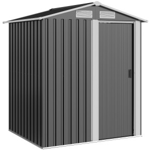 Altro Casetta Da Giardino Porta Attrezzi In Acciaio, Tetto Inclinato E 4 Prese D'aria, 152x132x188cm