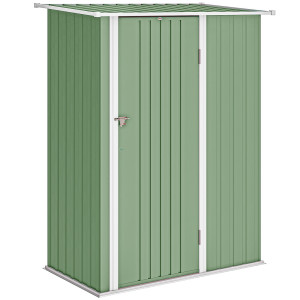 Altro Capanno Porta Attrezzi In Metallo Con Tetto Inclinato E Porta Bloccabile, 142x86x189 Cm, Verde Chiaro