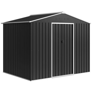 Altro Casetta Da Giardino 2.3x1.7 M In Acciaio Con Prese D'aria E Doppia Porta Scorrevole, Grigio Scuro