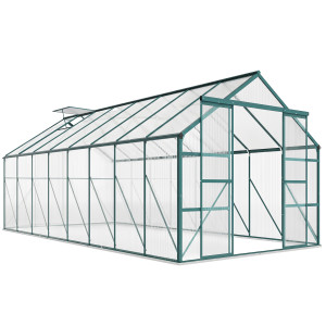 Altro Serra Da Giardino In Policarbonato, Metallo E Alluminio, AntI-Uv E Antivento, 244x500x216cm, Verde