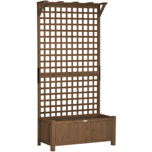 Altro Fioriera Da Giardino Con Traliccio Per Piante Rampicanti In Legno Di Abete, 90x45x183 Cm, Marrone