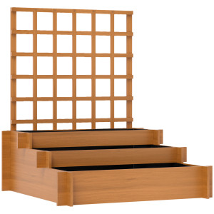 Altro Fioriera Con Grigliato A 3 Livelli In Legno Di Abete E Tessuto Non Tessuto, 95x95x110 Cm, Marrone