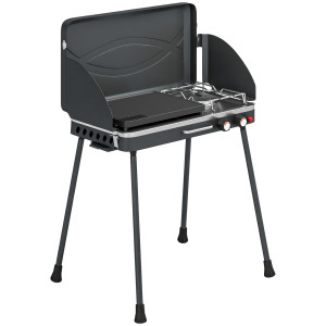 Altro Bbq A Gas Propano Portatile 2-IN-1 Con Griglia E Fornello, 7kw, Nero