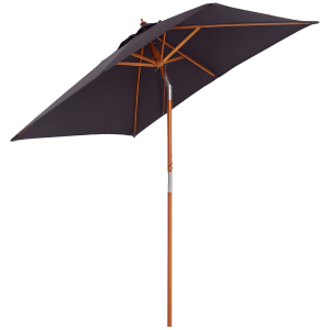 Altro Ombrellone Da Giardino Inclinabile 2x1.5 M Con 6 Stecche E Palo In Legno Di Abete, Grigio Scuro