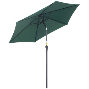 Altro Ombrellone Da Giardino 2.6x2.4 M Con Testa Inclinabile, In Alluminio E Poliestere, Verde Scuro E Nero