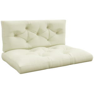 Altro Set 2 Pezzi Cuscini Da Giardino Per Divani E Pallet In Poliestere Con Imbottitura Spessa, Crema