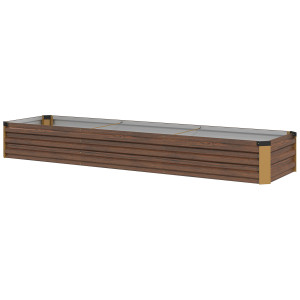 Altro Fioriera Rialzata In Metallo Da 405l Con Fondo Aperto, 240x60x30 Cm, Color Legno Scuro