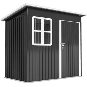 Altro Casetta Da Giardino In Acciaio Con Porta Con Blocco, Finestra E Prese D'aria, 2.2 X 1.3 M, Grigio