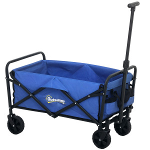 Altro Carrello Da Giardino 62l Pieghevole Con Maniglia Regolabile, In Metallo E Tessuto Oxford, 76x48x86 Cm, Blu