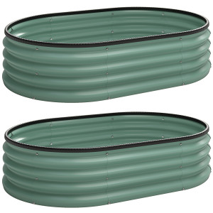 Altro Set Di 2 Aiuole Rialzate In Metallo Galvanizzato Con Bordo In Gomma E Design Modulare, 135x90x30 Cm Verde