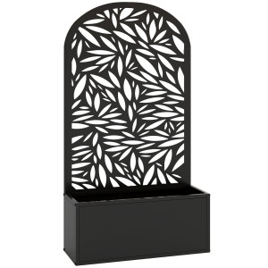 Altro Fioriera Con Traliccio Ad Arco Per Rampicanti E Fori Di Drenaggio, In Metallo, 61x23x113 Cm, Nero