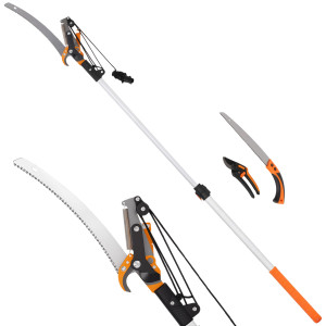 Altro Seghetto Manuale 2-IN-1 Con Asta Telescopica In Alluminio Da 2-3 M, Sega Da Potatura E Cesoie Con Blocco Di Sicurezza