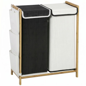Altro Cesto Portabiancheria 2 Scomparti 120l Con Coperchi, Tasche Laterali, Sacchi Estraibili Per Camera Da Letto