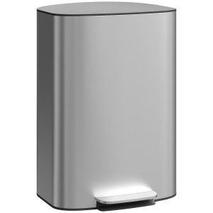 Altro Pattumiera A Pedale Da 50l Con Coperchio Ammortizzato, Apertura A 90° E Secchio Rimovibile, Acciaio Inox, Grigio