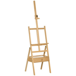 Altro Cavalletto Da Pittore Ad Altezza Regolabile Con Cassetto, In Legno Di Faggio, 43.5x43x150-190 cm