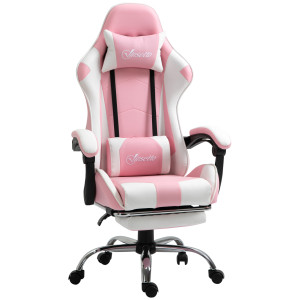 Altro Sedia Gaming Ergonomica Reclinabile Con Poggiatesta, Cuscino Lombare, Altezza Regolabile, Rosa E Bianco