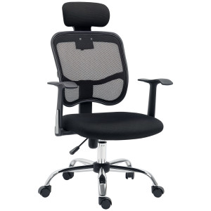Altro Sedia Da Ufficio Ergonomica Con Seduta Regolabile E Poggiatesta, In Poliestere E Acciaio, 63x62x106-114 Cm, Nero