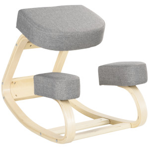 Altro Sedia Inginocchiatoio Ergonomica In Legno Di Betulla Con Cuscino, 51x69x58 Cm, Grigia