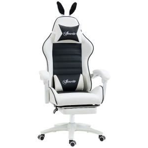 Altro Sedia Gaming Con Orecchie Da Coniglio, Poggiapiedi, Cuscini, Reclinabile E Altezza Regolabile, Nero