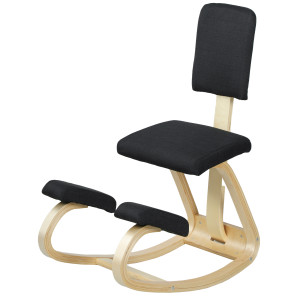 Altro Sedia Inginocchiatoio Dondolante In Tessuto Effetto Lino E Legno Di Betulla, 51x84x93 Cm, Nero
