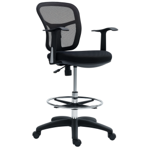 Altro Sedia Girevole Con Anello Poggiapiedi E Schienale Ricurvo, In Poliestere, Schiuma E Plastica, 55x58x94 Cm, Nero