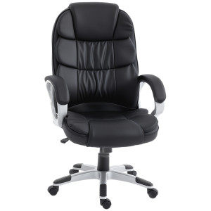 Altro Sedia Da Ufficio Ergonomica Girevole In Pelle Pu Con Dondolo E Altezza Regolabile, Nero