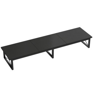Altro Supporto Monitor Scrivania, Rialzo Legno Con 2 Scomparti Portaoggetti, Nero