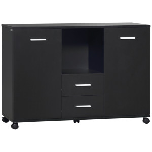 Altro Armadietto Multifunzionale Per L'ufficio Con Ruote A 360°, Per Stampanti E Fascicoli, In Legno Nero 100x40x71cm