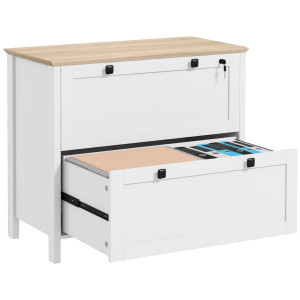 Altro Armadietto Portadocumenti Con 2 Cassetti Per Cartelle A4, Serratura E Chiavi, 76x40x76cm, Bianco