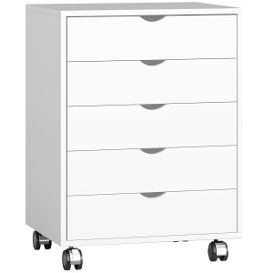 Altro Cassettiera Da Ufficio Con 5 Cassetti Per Documenti A3, Ruote E Blocco, 50x40x67.5 Cm, Bianco