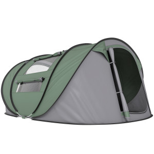 Altro Tenda Da Campeggio Pop Up 2 Posti Con 2 Porte, 4 Finestre E Telo Impermeabile, 263.5x220x123 Cm, Verde Scuro