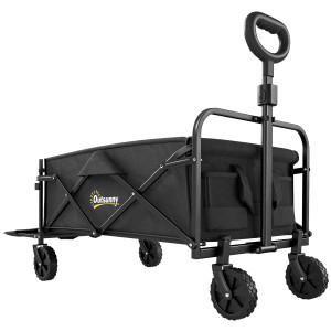 Altro Carrello Da Giardino 72l Pieghevole Con Manico Regolabile, In Acciaio E Tessuto Oxford, 114x46x92 Cm, Nero