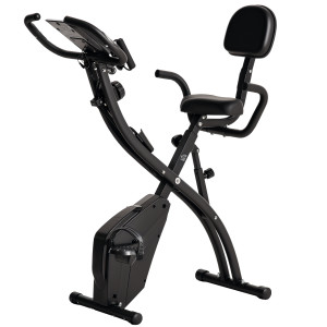 Altro Cyclette Pieghevole 2 In 1, Resistenza Magnetica Regolabile 8 Livelli, Cyclette Da Casa Silenziosa Con Sensore Cardiaco, Sedile Regolabile,